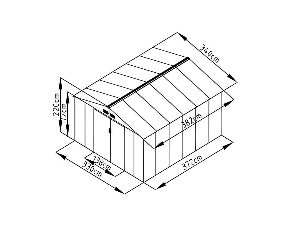 Vente-unique Galvanised Steel Garden Shed - Grey - 12.99 M² - ARCHER in Dark Grey 6