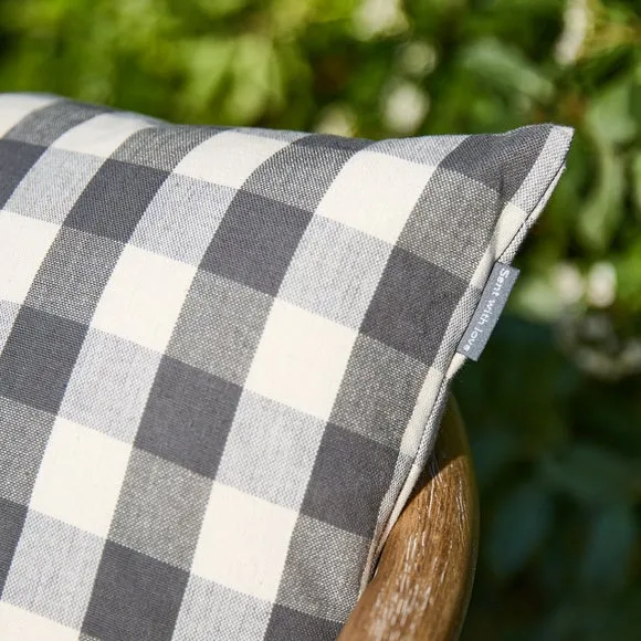 Gingham Buttoned Square Cushion 2