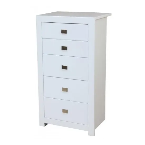 Amentis Chest Of Drawers In White High Gloss With 5 Drawers