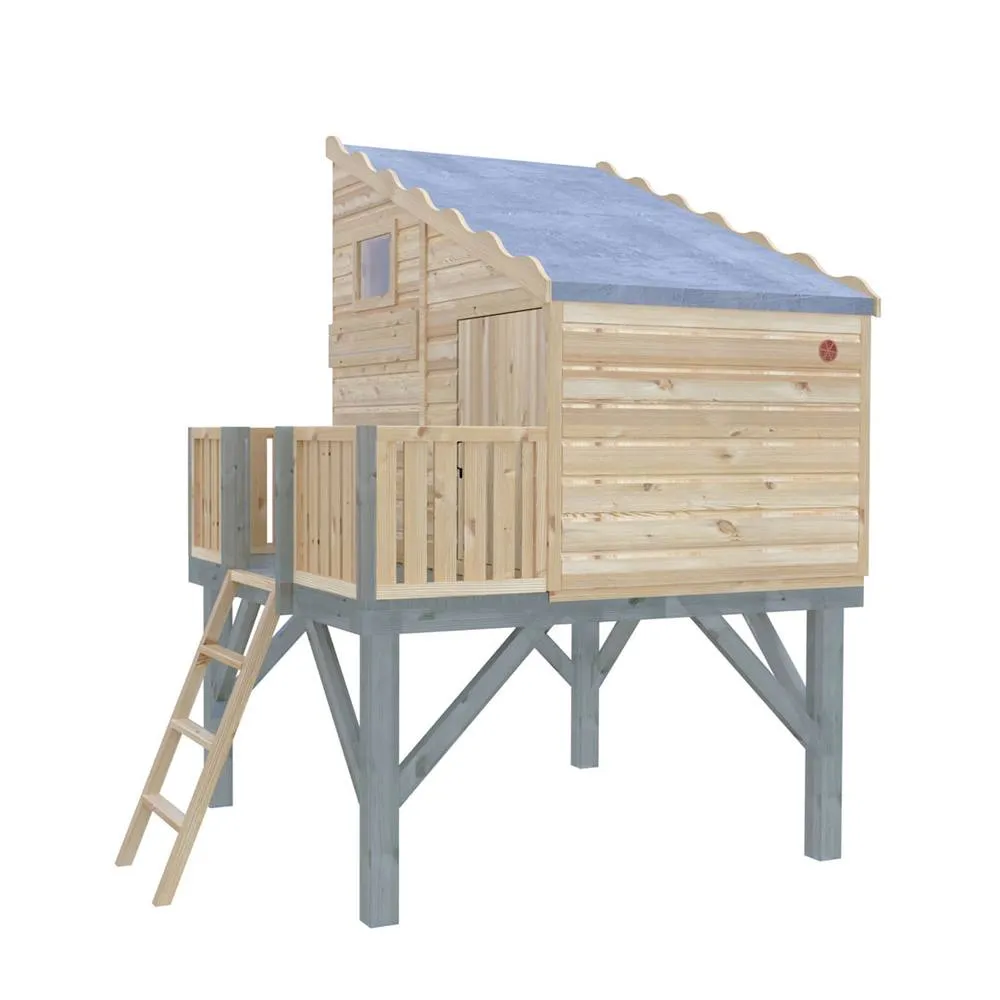 Shires Command Post + Platform Playhouse Kid's Wendy House in Brown 4