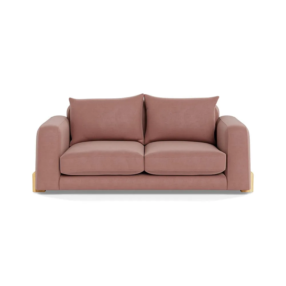 Heal's Nuvola 3 Seater Sofa Smart Luxe Velvet Dusky Pink Natural Oak Feet 2