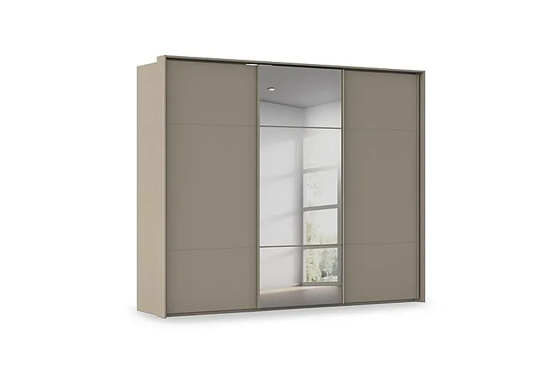 Haven 280cm 3 Door Slider Wardrobe with 2 Décor Doors and 1 Mirror Door