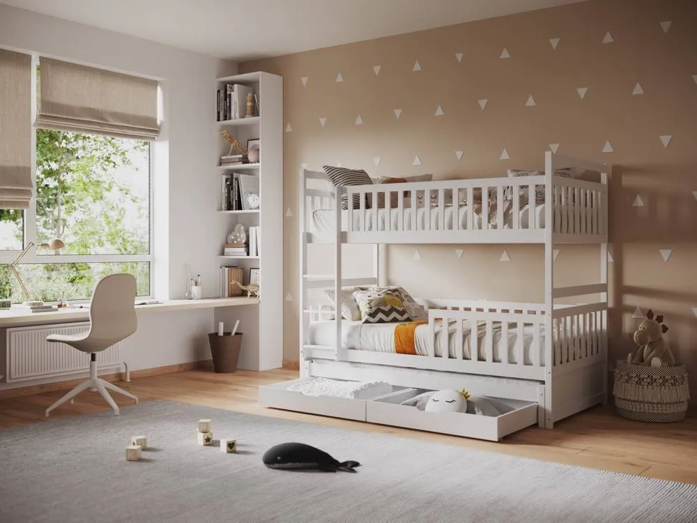 Flair Elvis Bunk Bed with Trundle & Drawers in White 1
