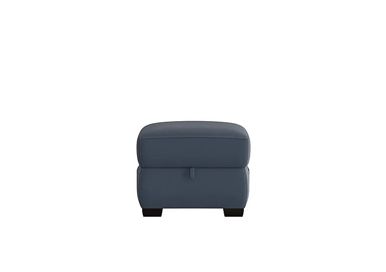 Starlight Express Leather Storage Footstool - BV Ocean Blue