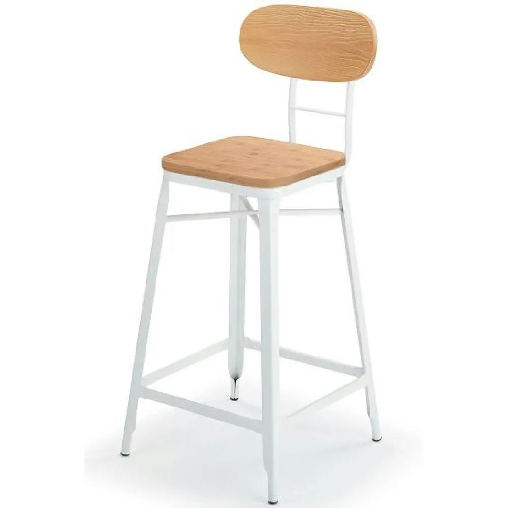 netfurniture Fapone Farm House Style Kitchen Breakfast Bar Stool White & Oak 6