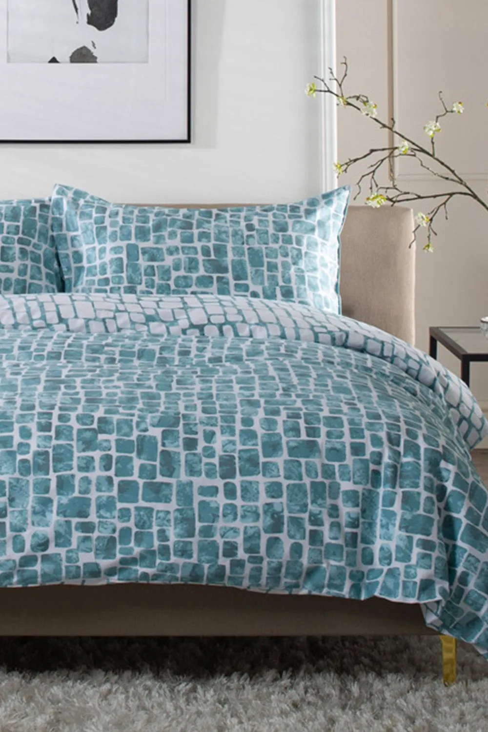 The Lyndon Company Tulle Extrasoft 100% Cotton Breathable Duvet Cover Set in Duck Egg Blue 2