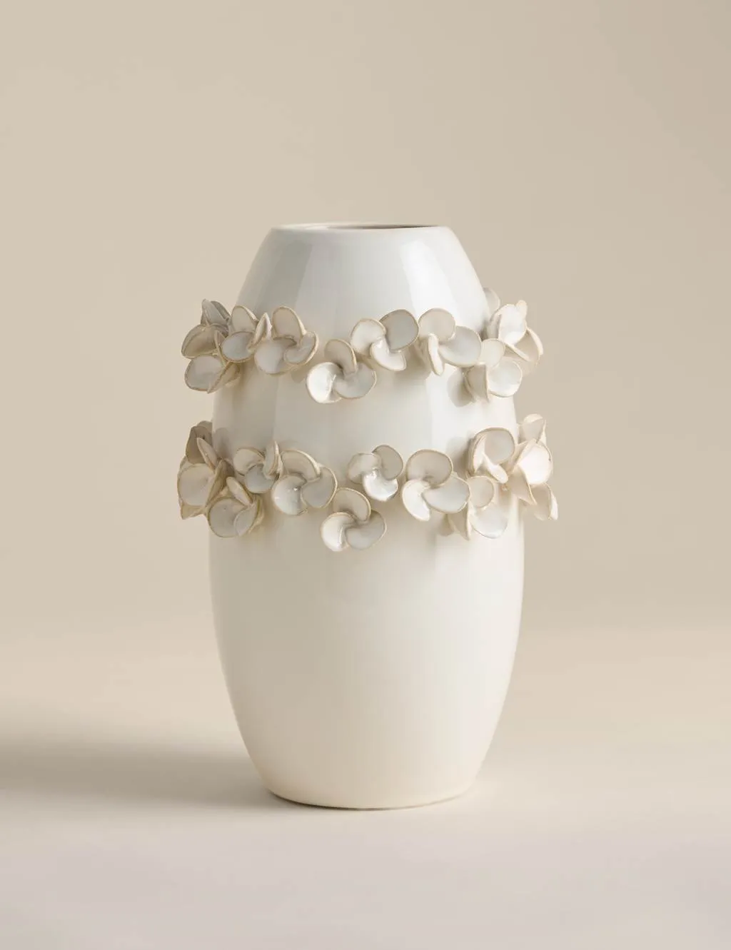 M&S Petal Ceramic Vase Soft White