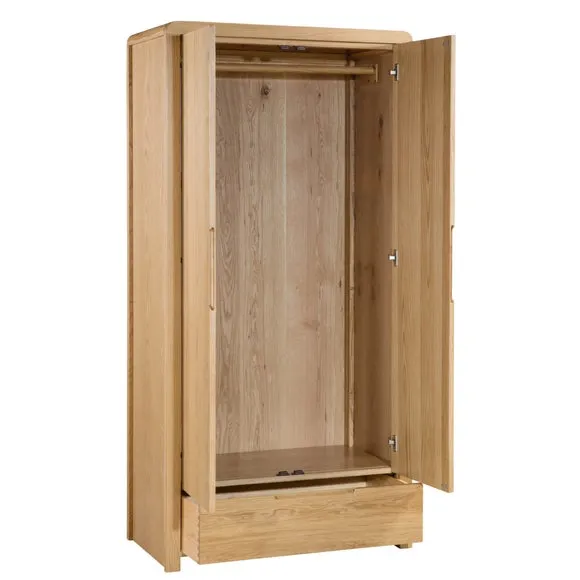 Curve Double 1 Drawer Wardrobe, Oak 3