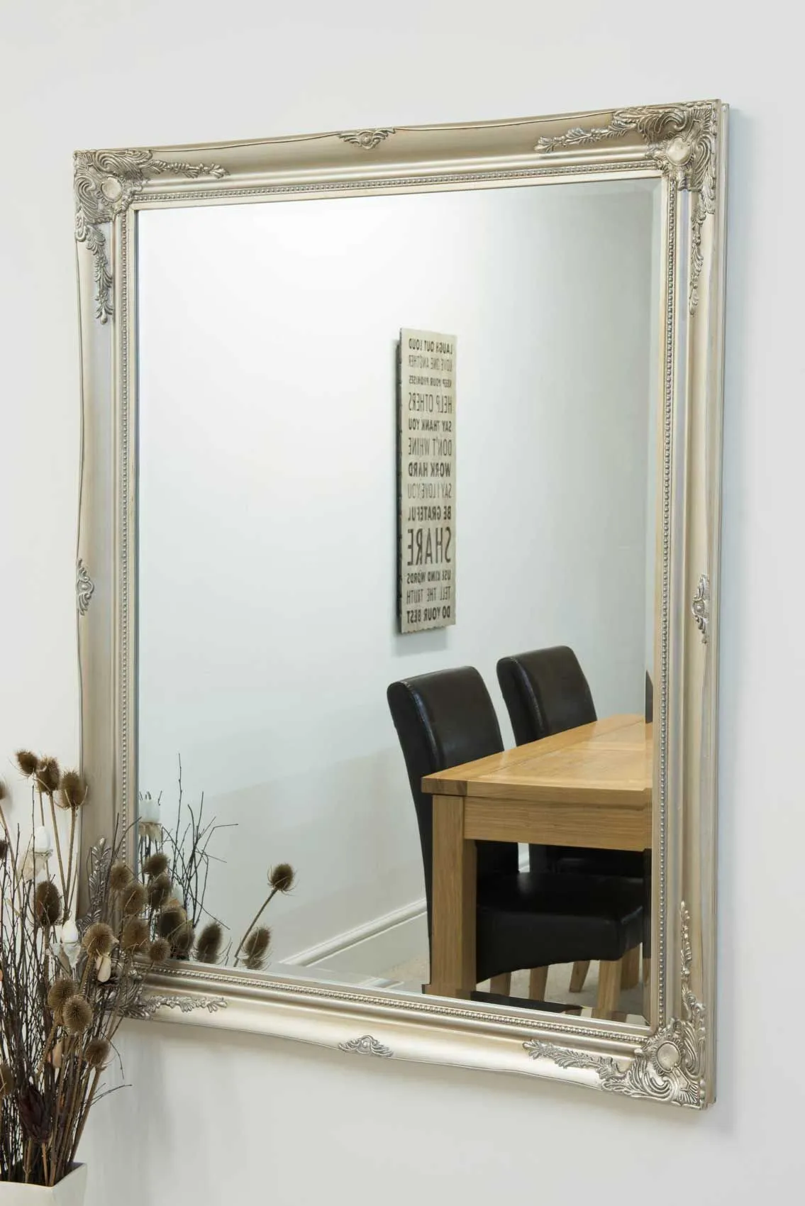 MirrorOutlet Buxton Silver Large Leaner Mirror 140 x 109 CM
