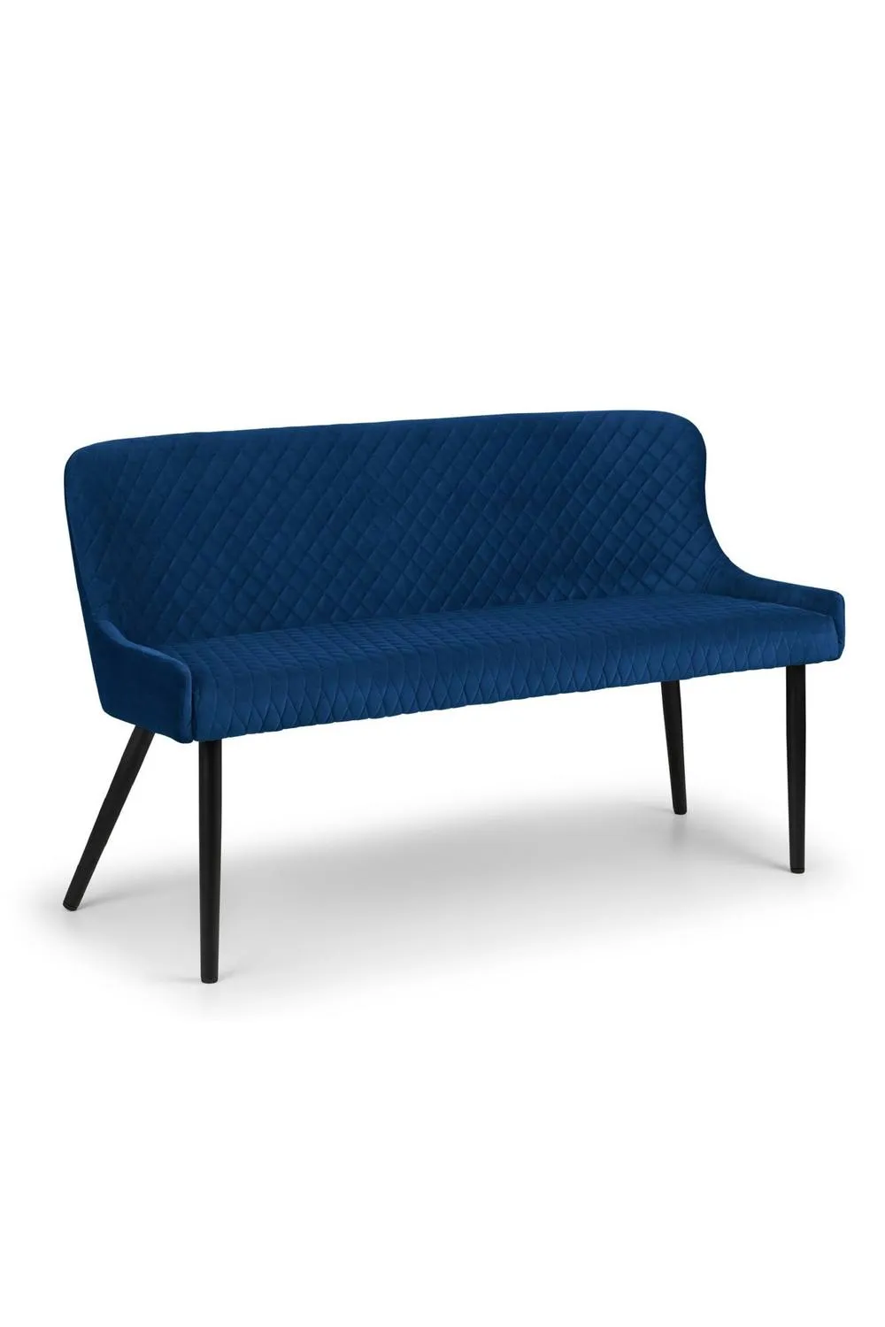 Julian Bowen Luxe Diamond Quilted Upholstered 2 Seater High Back Bench in Blue 3