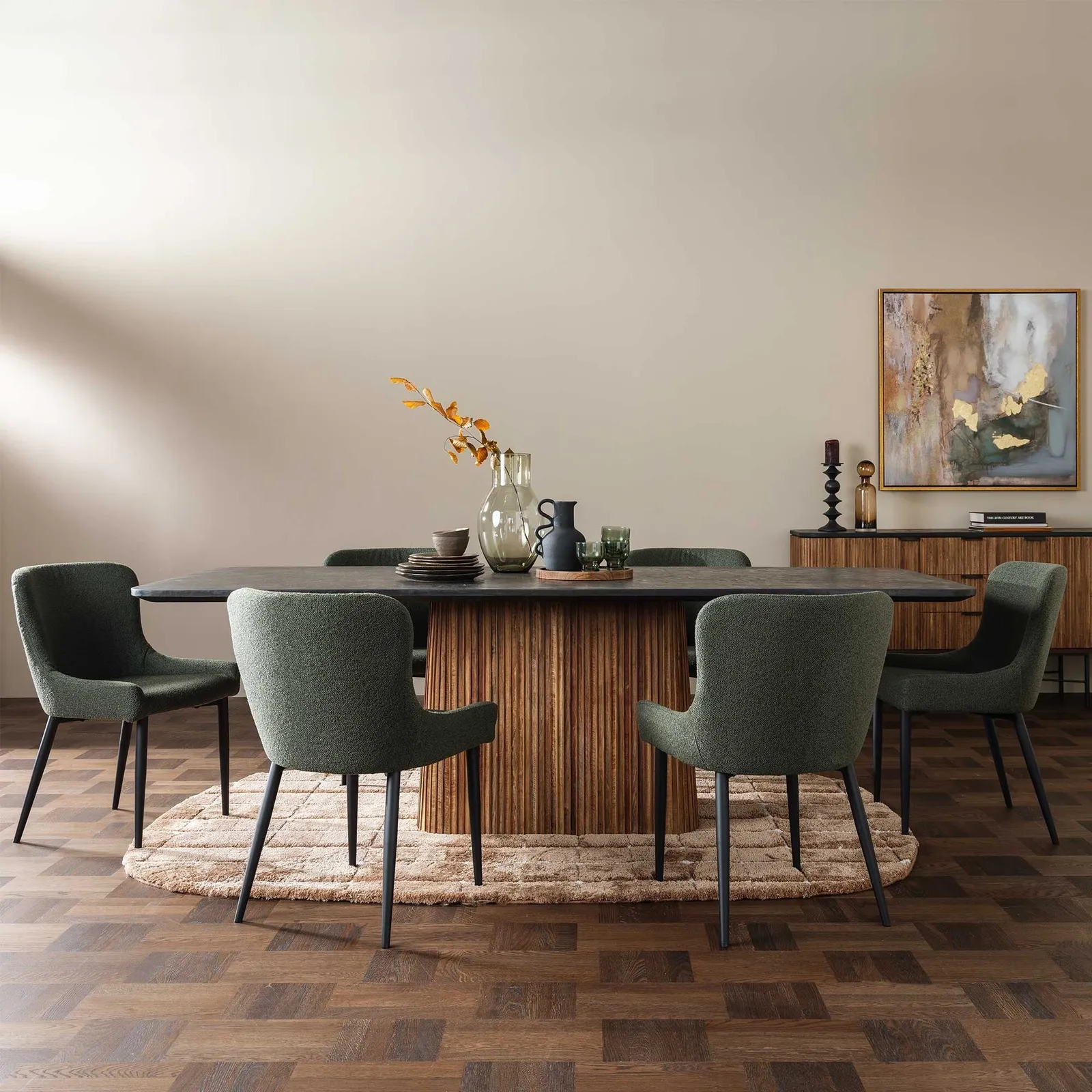 Timmins Dining Chair, Green Boucle | Barker & Stonehouse 3
