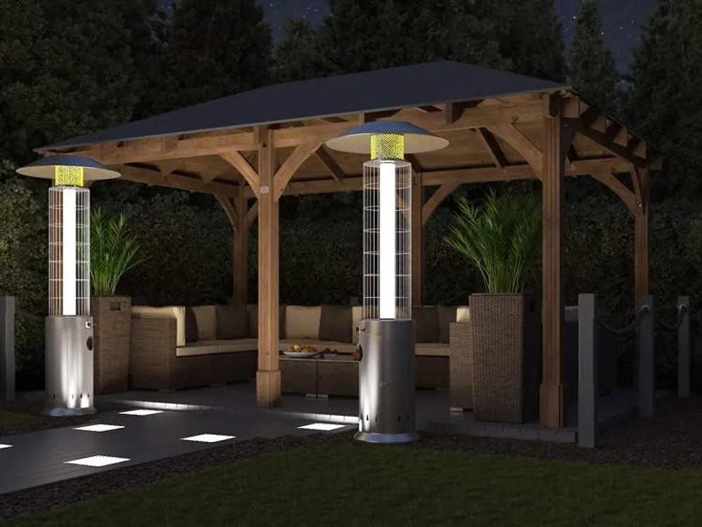 Dunster House Wooden Garden Gazebo 5x3m Heavy Duty With Roof Shingles Leviathan in Brown 5