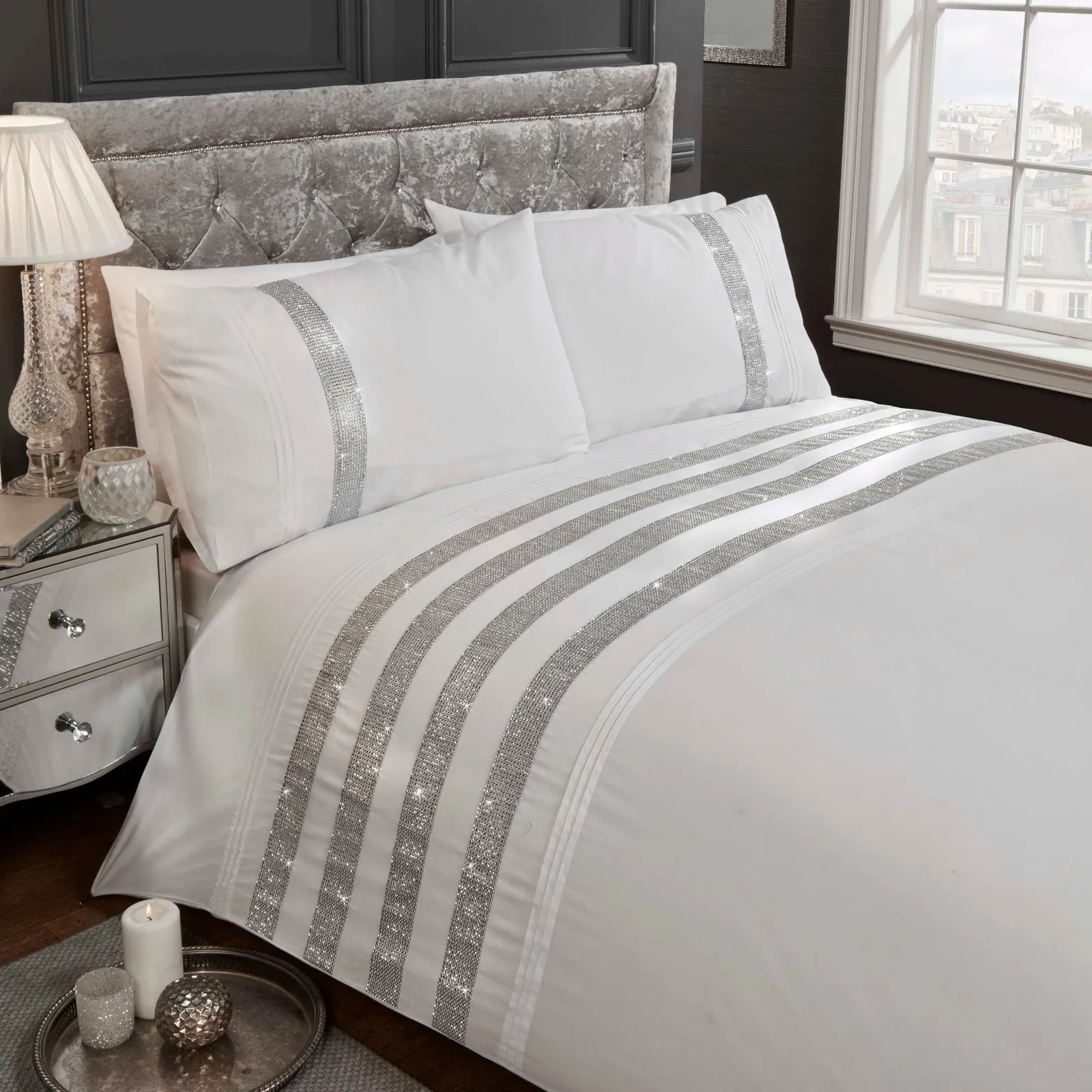 Rapport Home Carly Polycotton Duvet Cover Set with Pillowcase in White