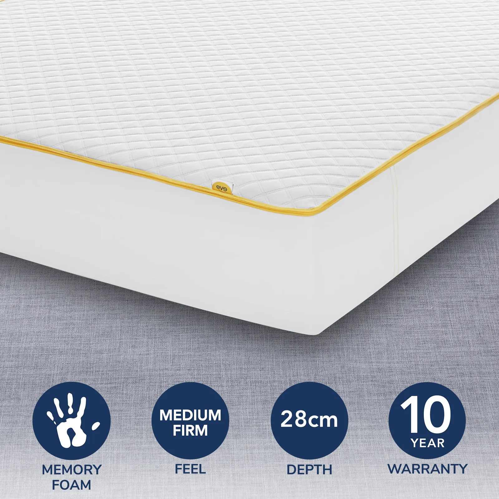 eve Sleep Premium Foam Mattress White and Yellow