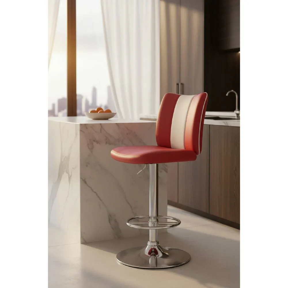 netfurniture Tarina Retro Kitchen Breakfast Bar Stool Red Padded Adjustable Seat 4