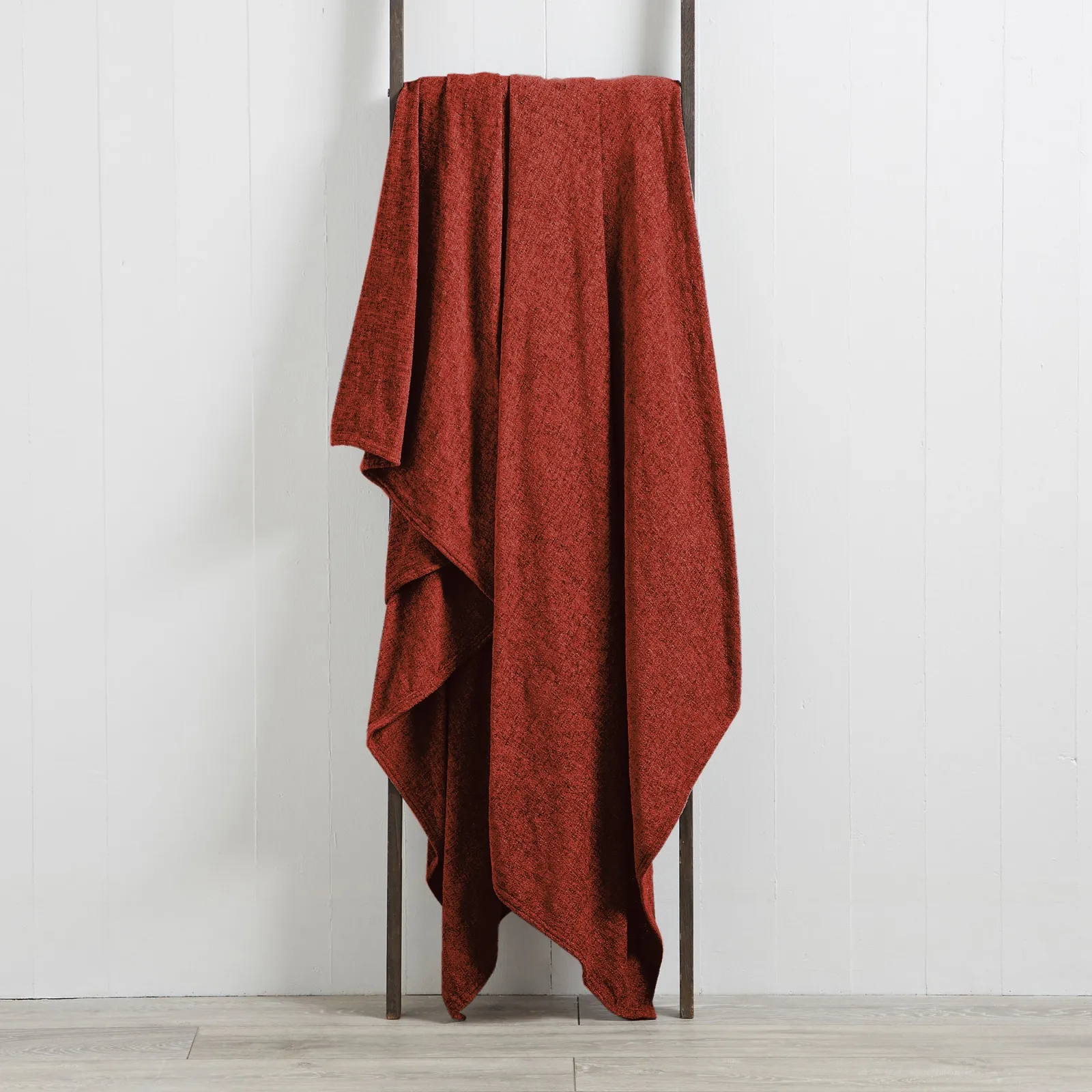 Chenille Red Throw Red