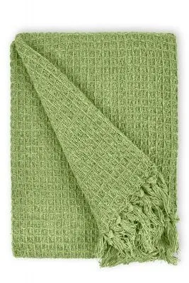 New Edge Blinds NewEdgeBlinds Waffle Collection Recycled Cotton Throw in Pistachio (90" x 100"), Green