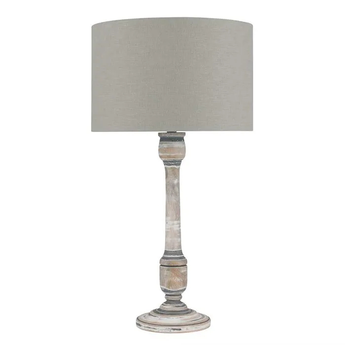 Mango Wood Table Lamp, Grey and Whitewash