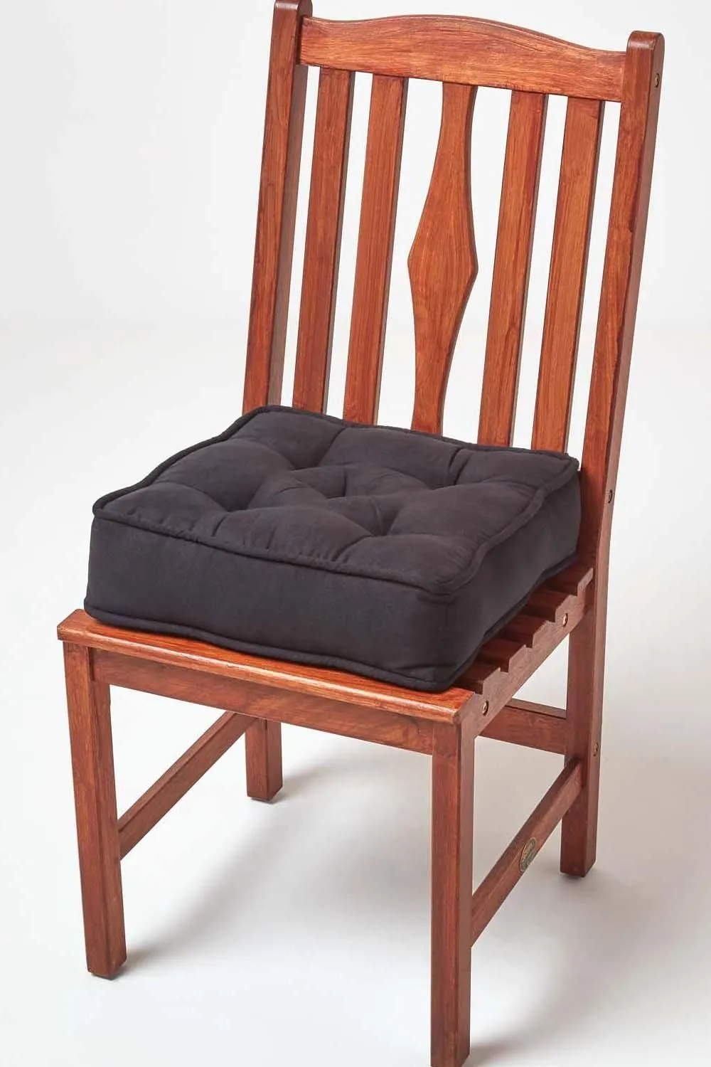 Homescapes Faux Suede Dining Chair Booster Cushion in Black 6