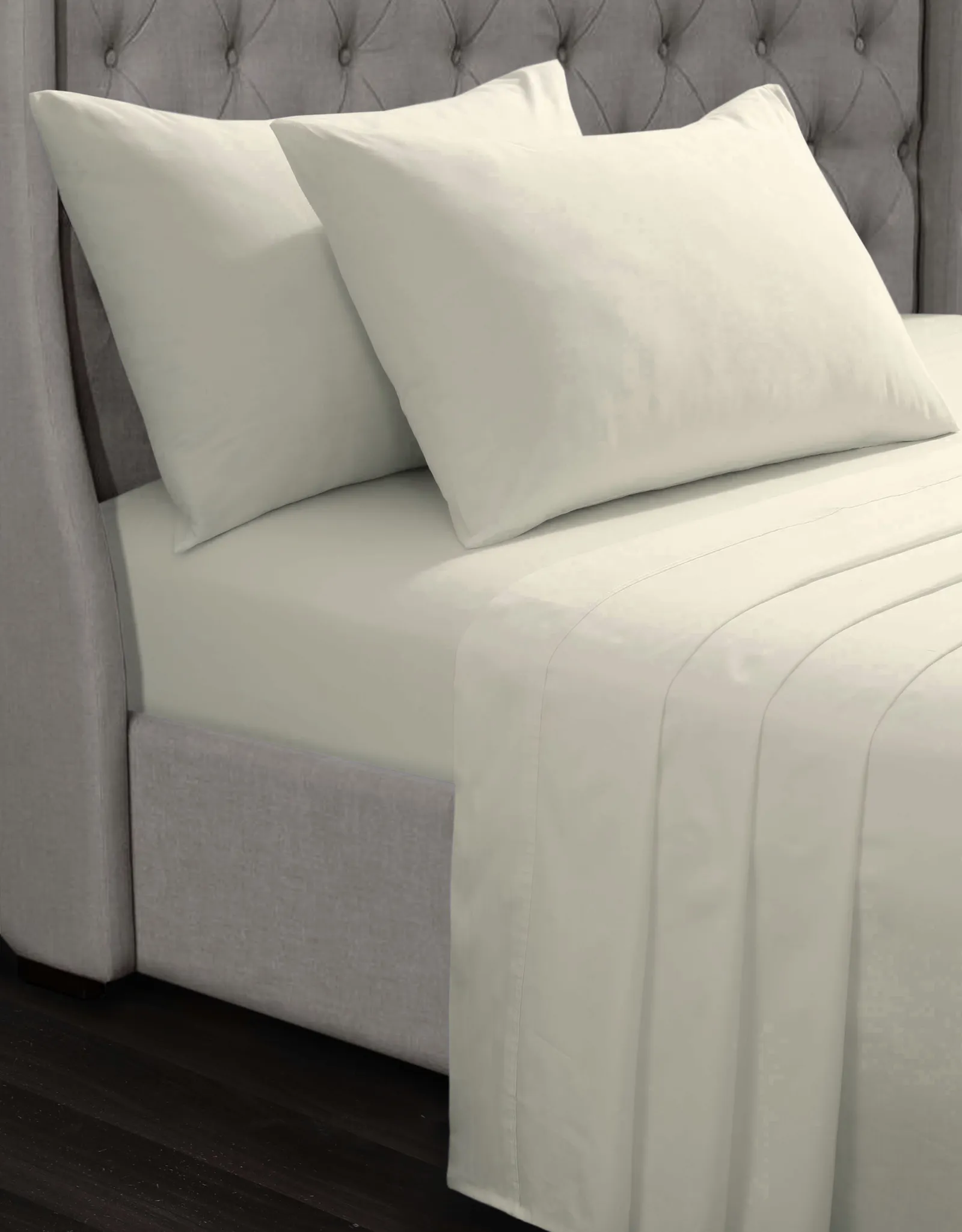 Smart Living Luxury 100% Cotton 35cm Deep Fitted Sheet - Soft & Hypoallergenic in Cream