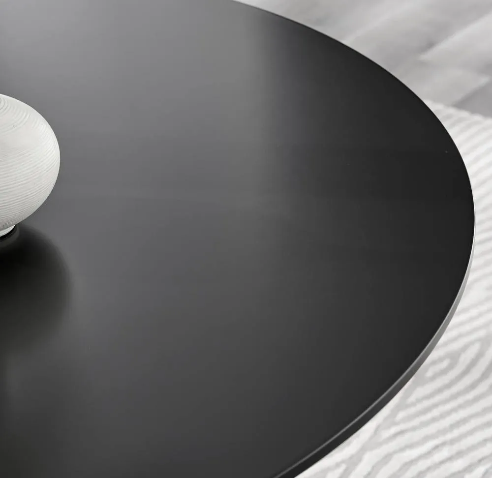 FurnitureboxUK Palma Round Black Semi Gloss Dining Table 4 Isola Chairs in Terracotta 5