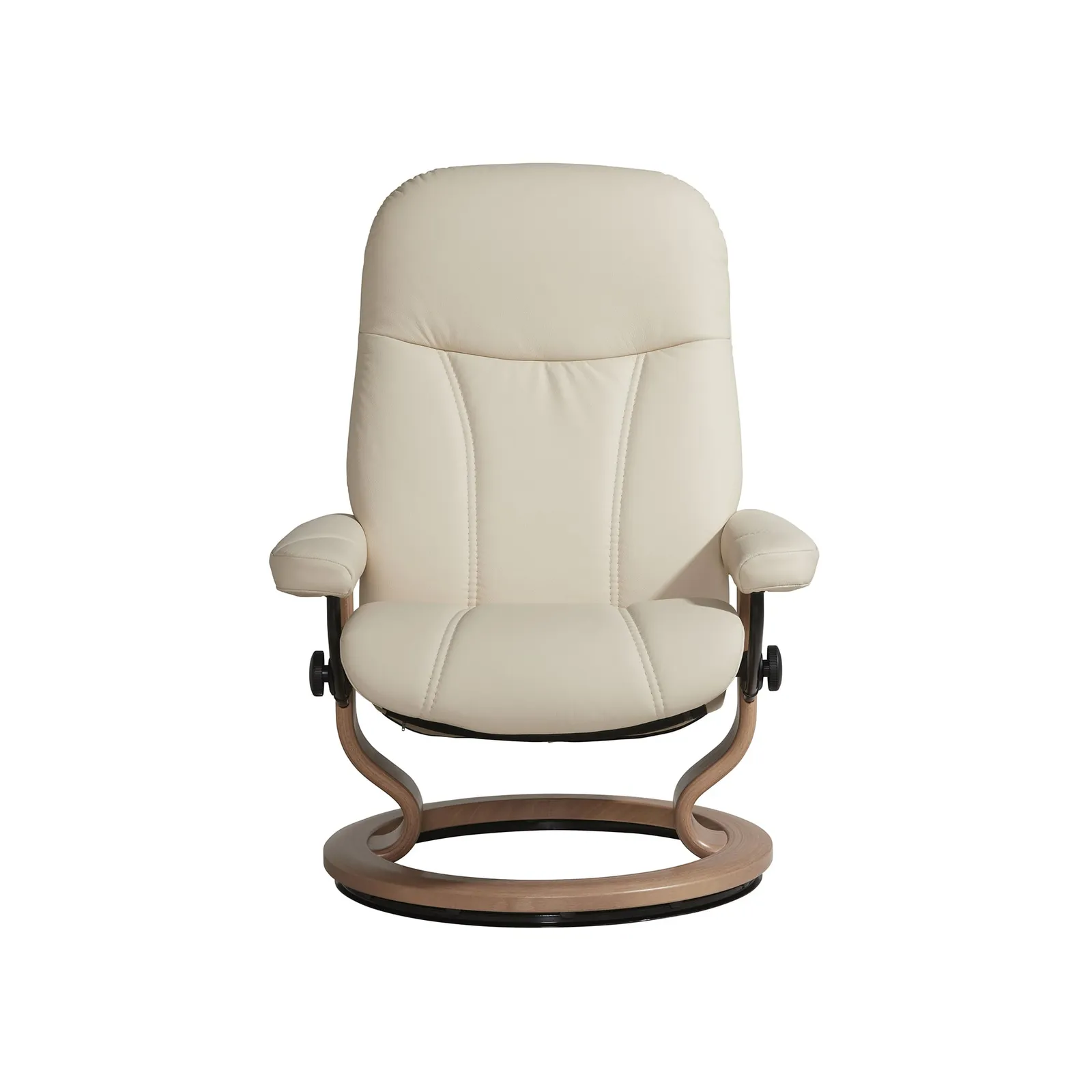 Stressless Consul Medium Recliner Chair & Stool, Neutral Leather | Barker & Stonehouse 3