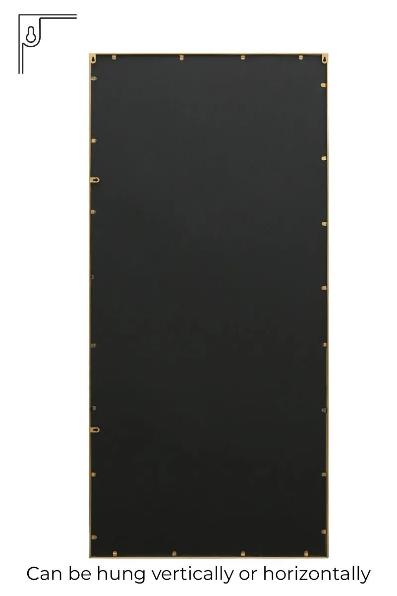 MirrorOutlet Gold Contemporary Wall & Leaner Garden Mirror 71"x 33" 180x85cm 5
