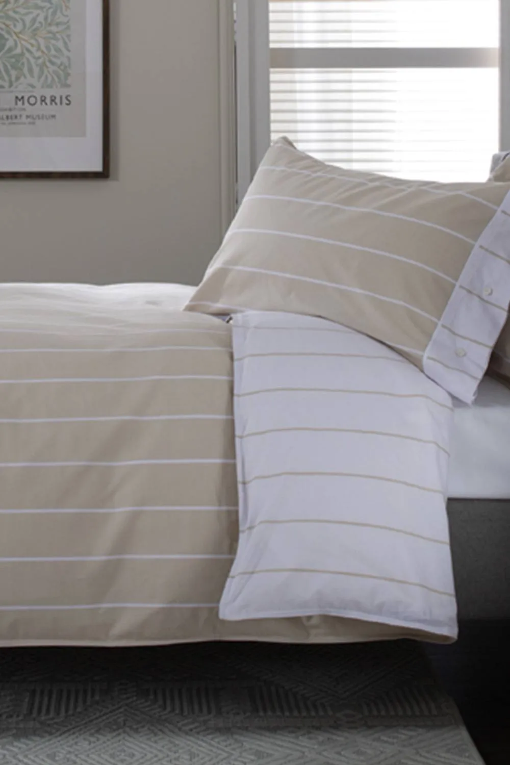 The Lyndon Company Next Level 100% Duvet Cover Set with Cuff Detailing in Beige 3