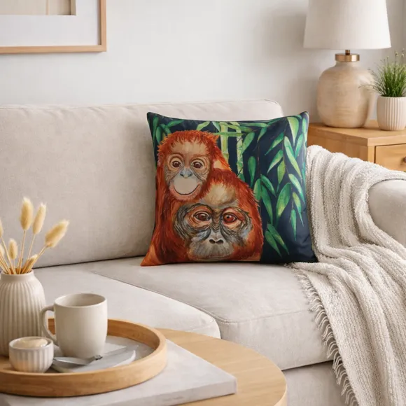 Jungle Orangutan Square Cushion Cover