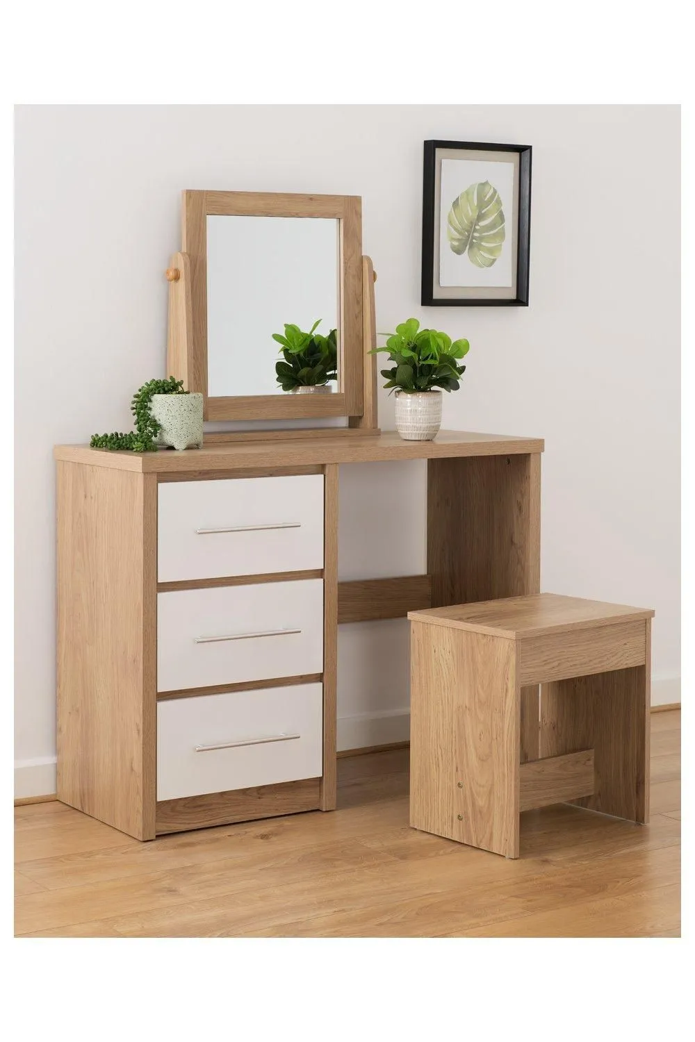 Seconique Seville 3 Drawer Dressing Table Set in White