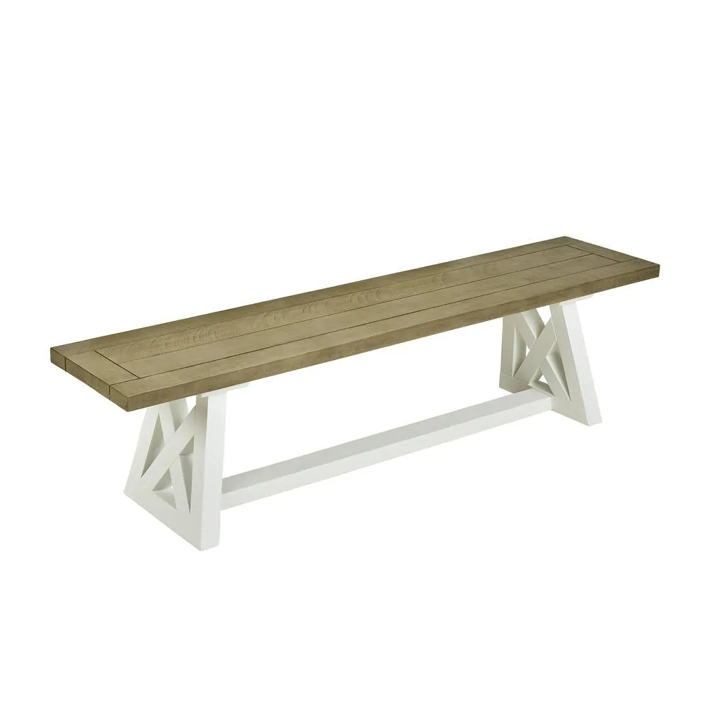 Statement Furniture Oxford Bench, Wooden Dining Bench Seat 180cm in White