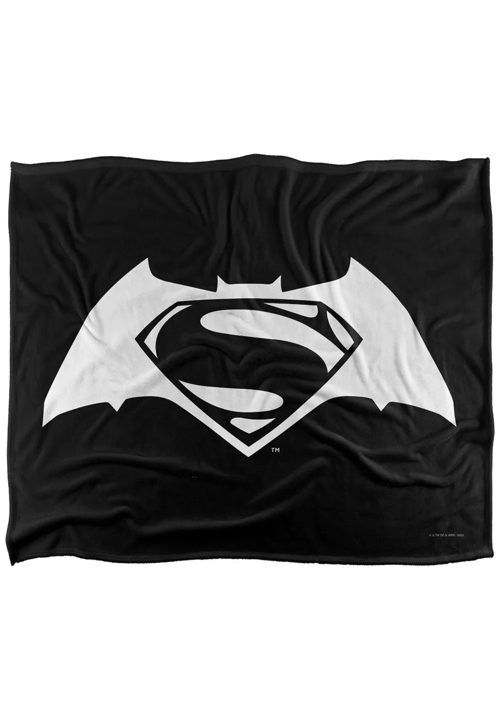 Warner Brothers Batman V Superman Logo Officially Licensed Silky Touch Super Soft Throw Blanket 152 x 127 cm in White
