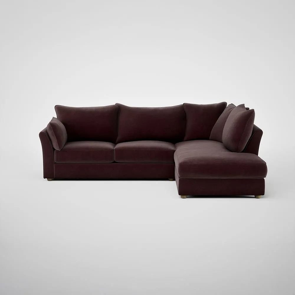 Heal's Tailor Right Hand Facing Corner Sofa Smart Luxe Velvet Acorn Natural Feet 1