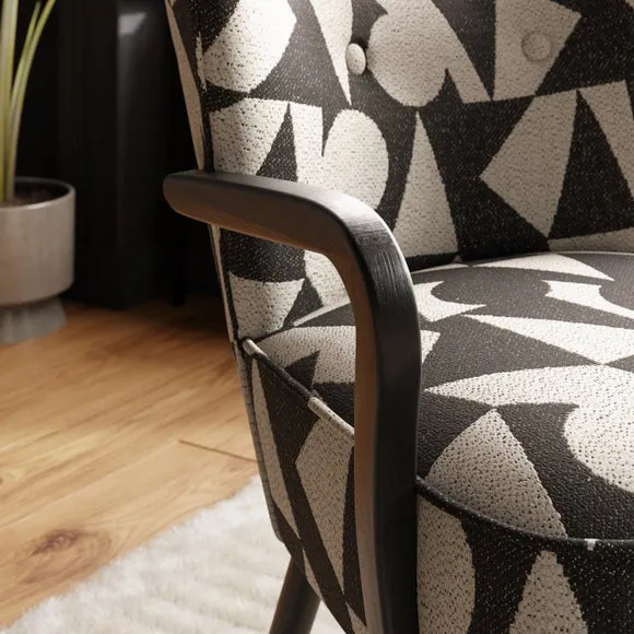 Eliza Abstract Jacquard Wooden Arm Occasional Chair 3