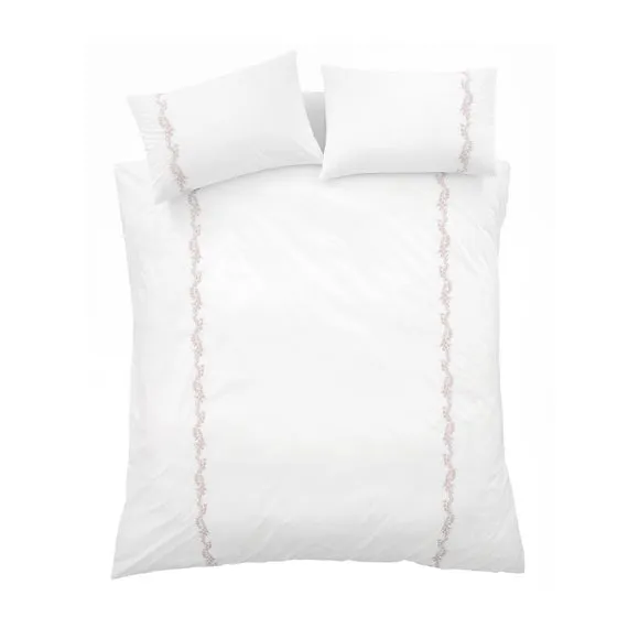 Bianca Camille Embroidered Floral 100% Cotton Duvet Cover & Pillowcase Set 5