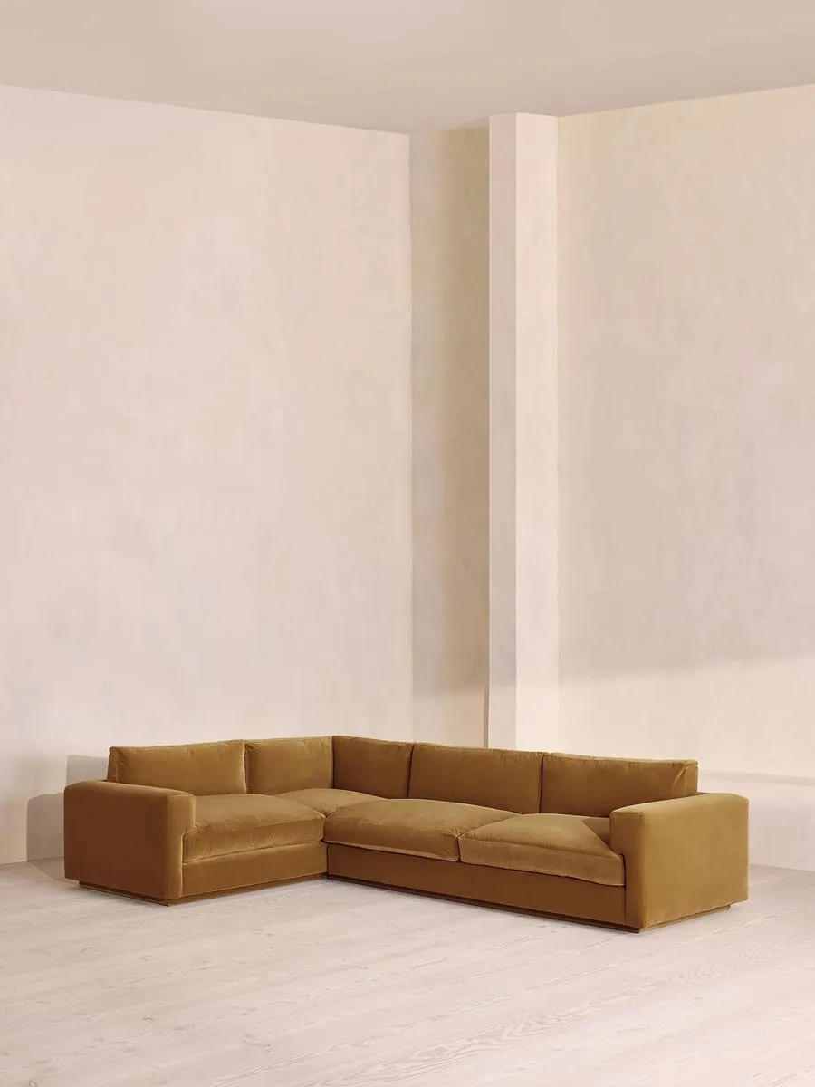 Mossley Right L-Shape Sofa, Velvet, Mustard