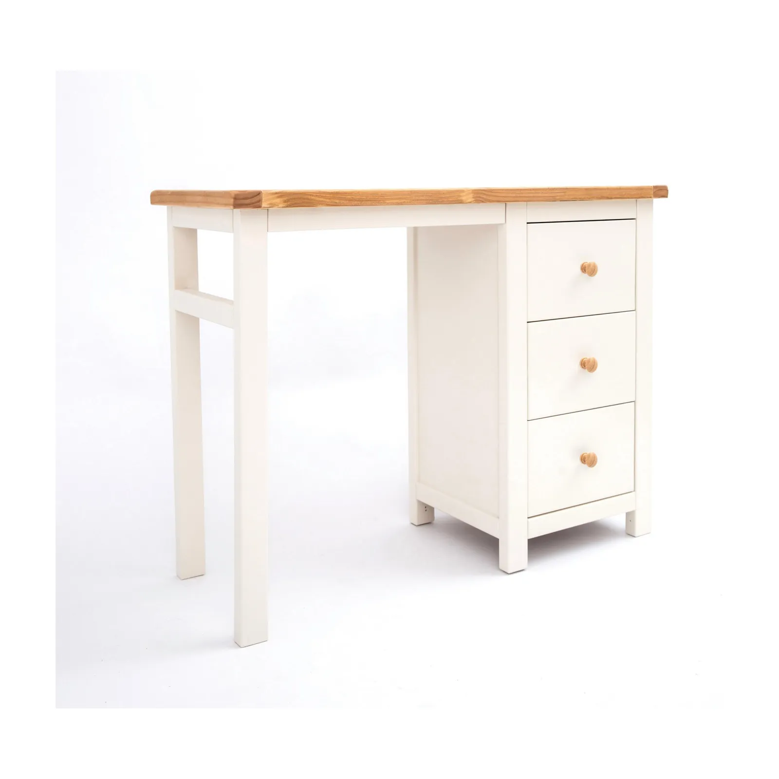 Cabinet Bits Maggiori 3 Drawer Desk - Dressing Table Wood Knob in Off-White 2