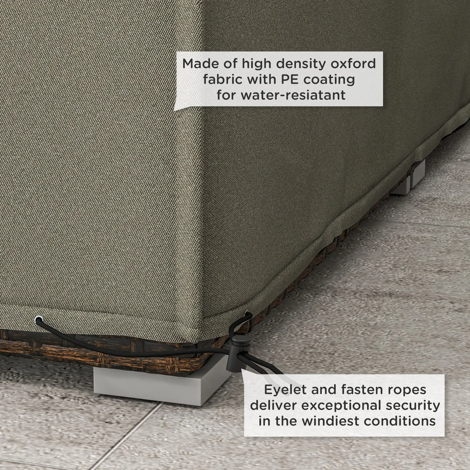 OUTSUNNY Garden Furniture Cover Outdoor Waterproof Rattan Set Rain Protection in Grey 5