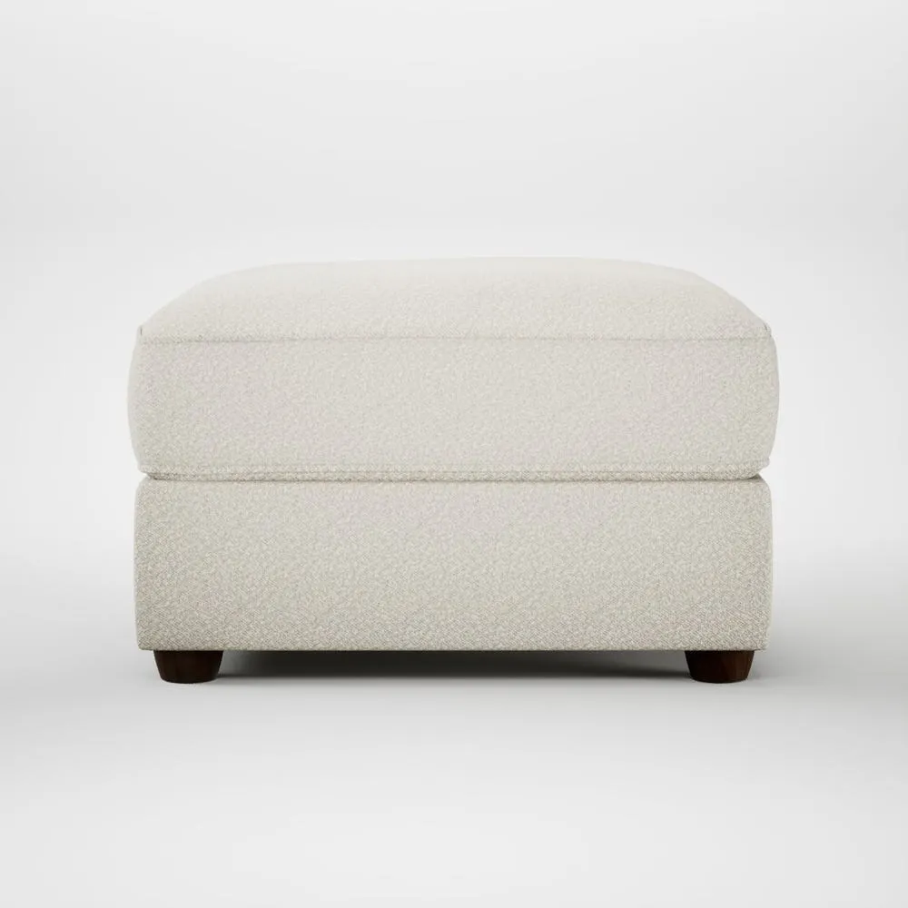 Heal's Tailor Rectangular Footstool Chunky Boucle Ecru Walnut Stained Feet 2