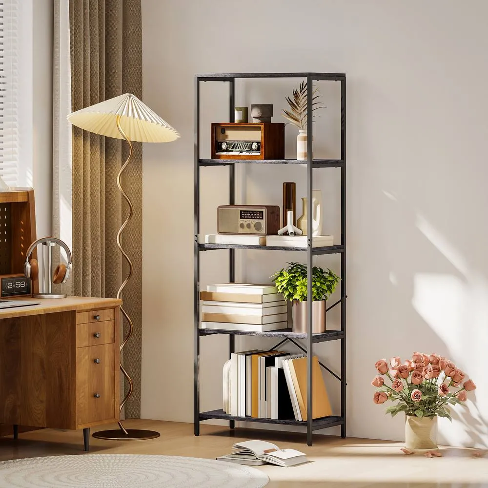 HOMCOM Modern Bookshelf, Freestanding Bookcase in Grey