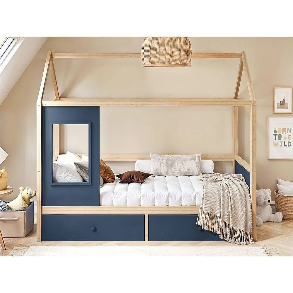 Flair Ted Play House Wooden Bed with Storage in Blue 1