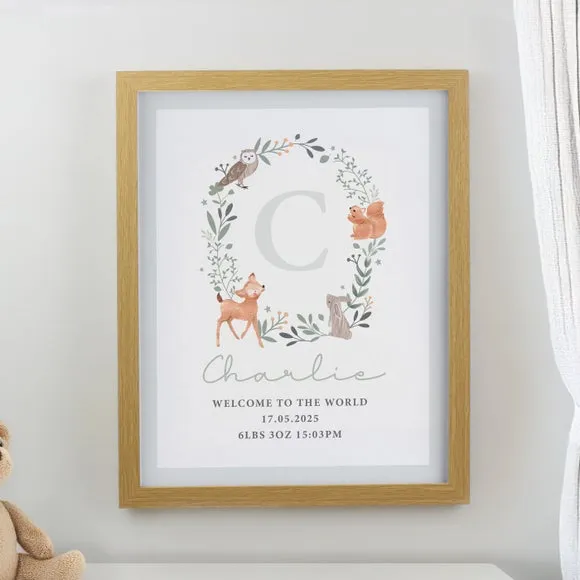 Personalised Woodland Initial Poster Frame 1