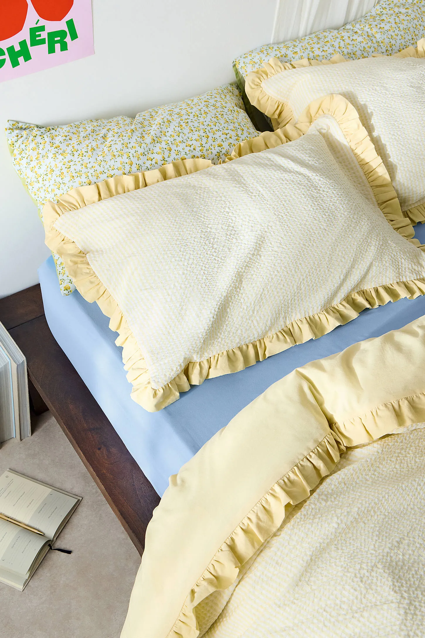 Yellow Stripe Seersucker Duvet Set - Yellow 3