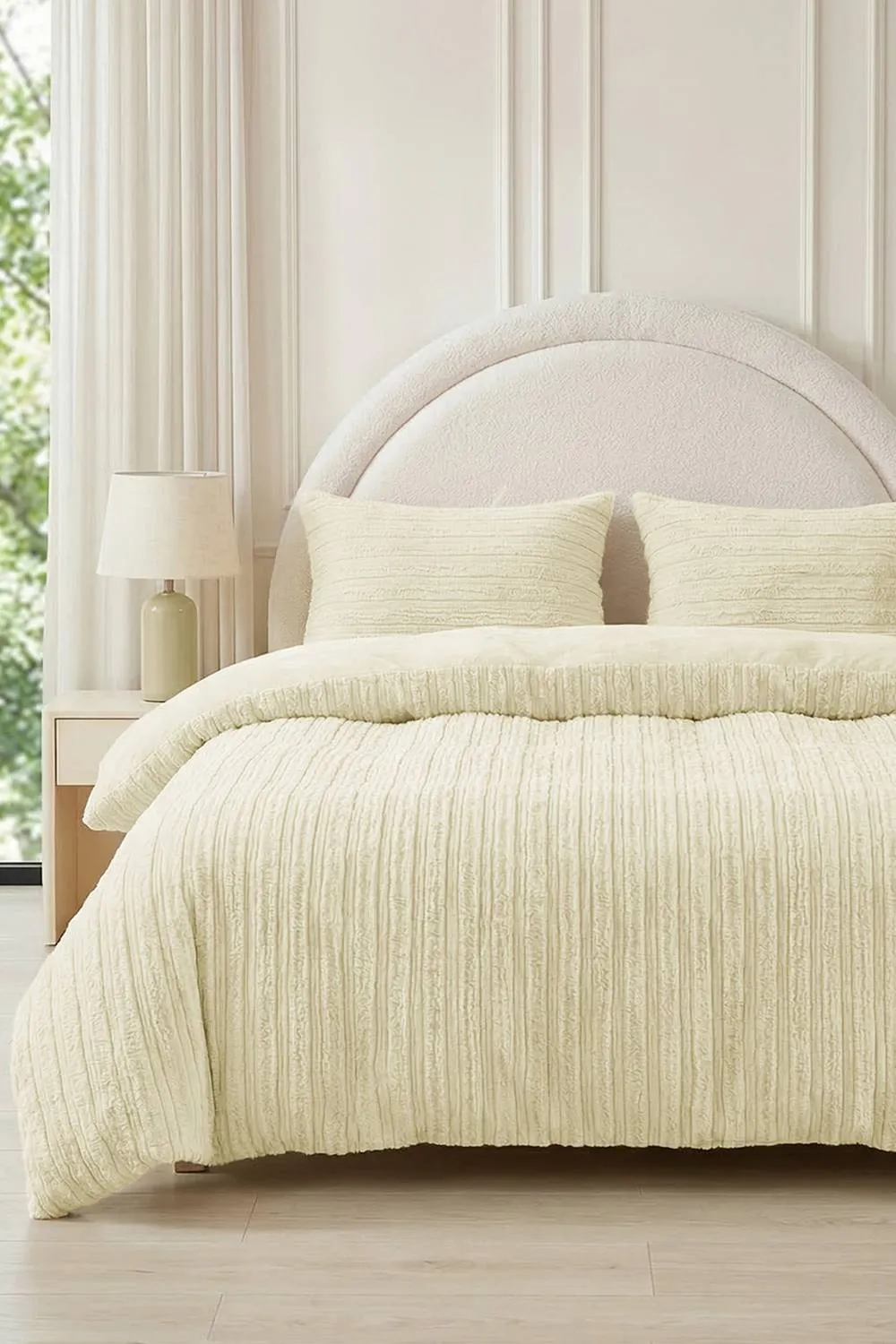 Living and Home Cozy Ultra Soft Textured Duvet Cover Set in Beige