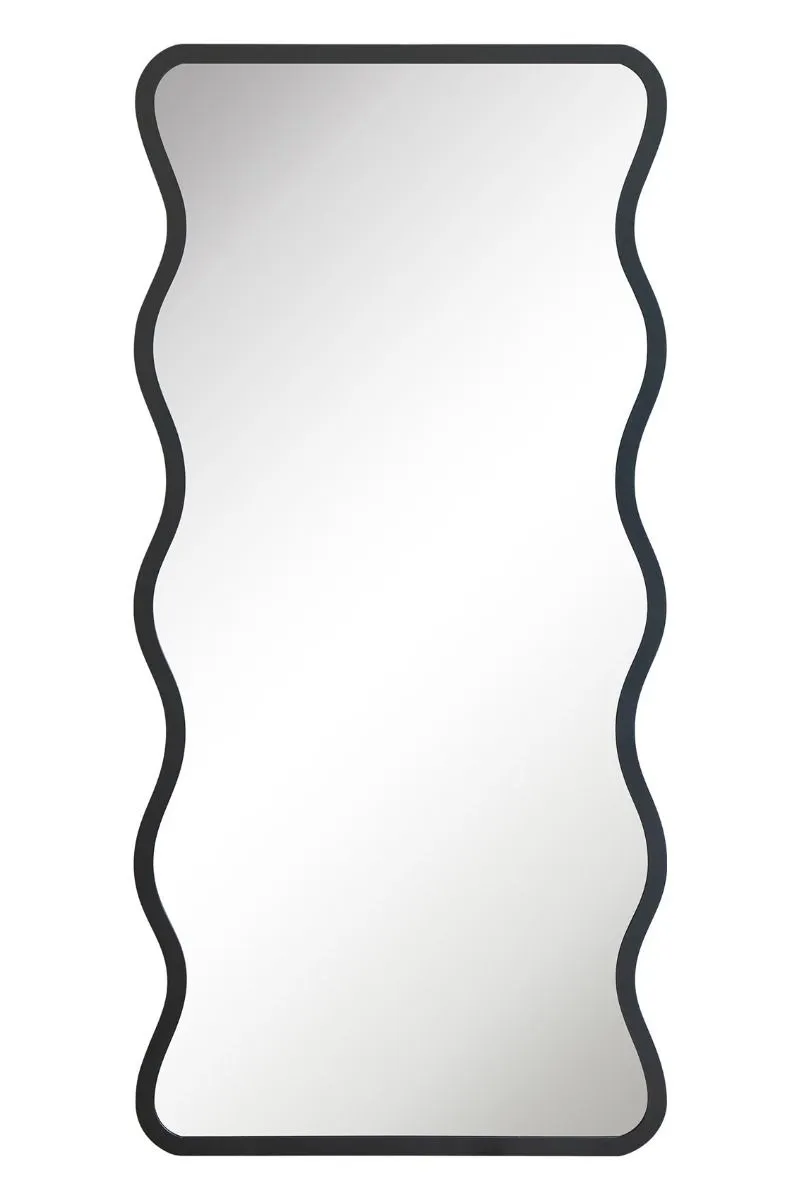 MirrorOutlet Black Metal Rectangular Wavy Framed Garden Wall Mirror (170 X 80CM) 5