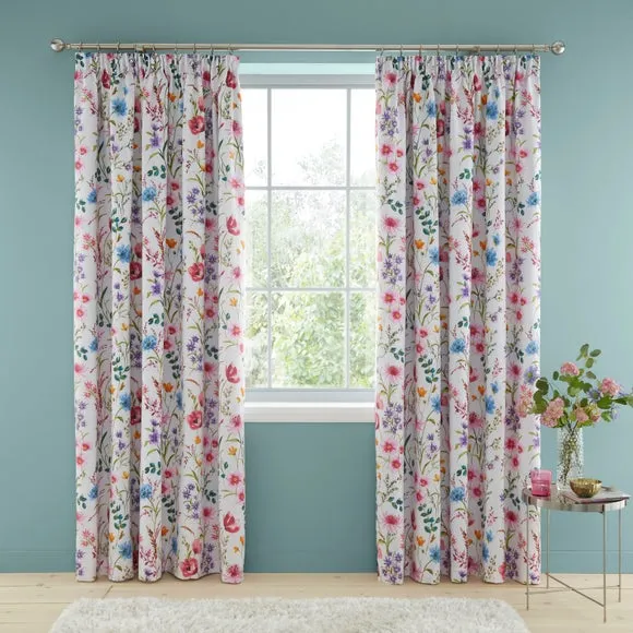 Foxley Ditsy Polycotton Blackout Pencil Pleat Curtains 2