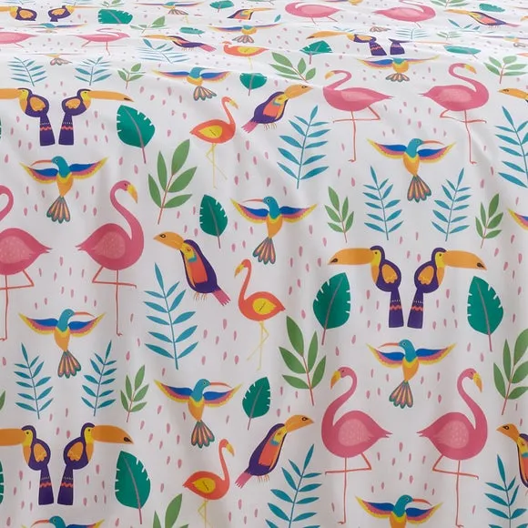 Fusion Tropical Flamingo Reversible Duvet Cover and Pillowcase Set 3