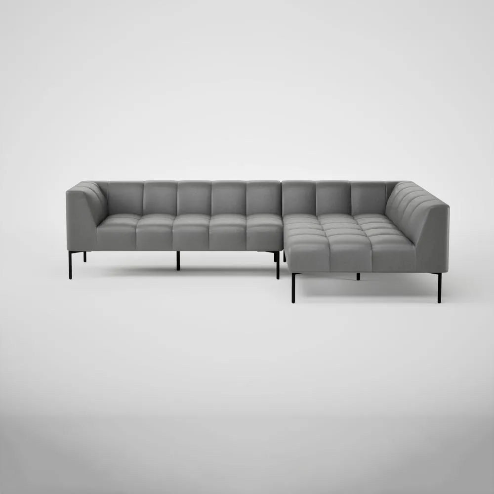 Heal's Quadro Right Hand Facing Chase Sofa Daino Leather Steel Black Feet 2