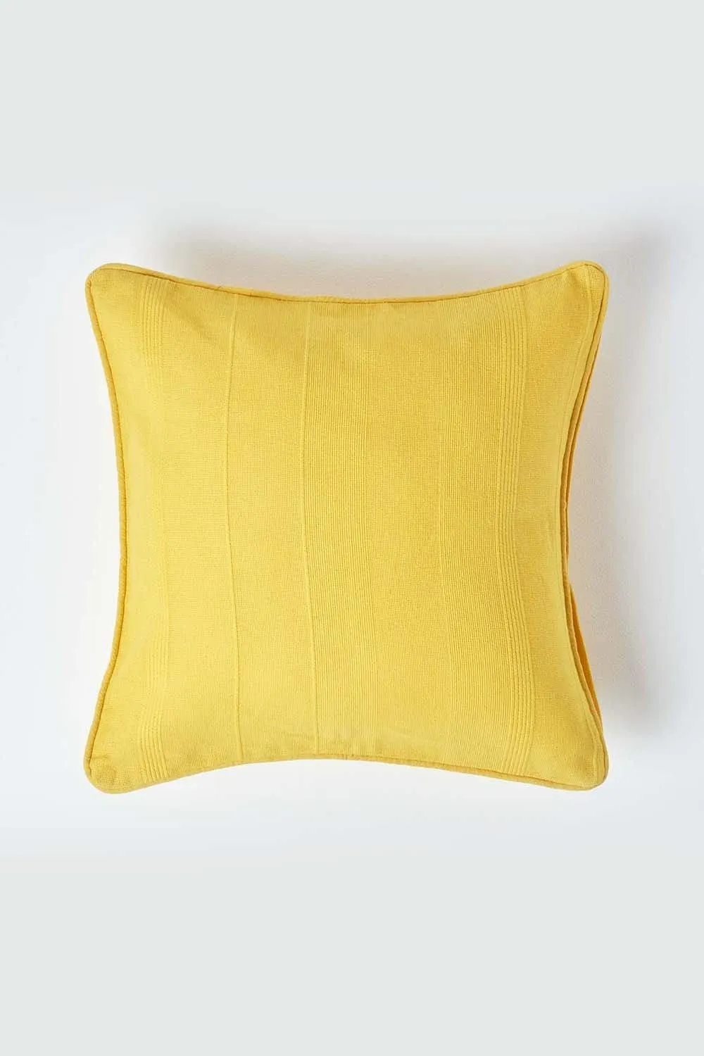 Homescapes Cotton Rajput Ribbed Cushion Cover in Bright Yellow 1