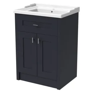 Wickes Hayman Indigo Blue Traditional Freestanding Vanity Unit & Basin - 873 x 800mm